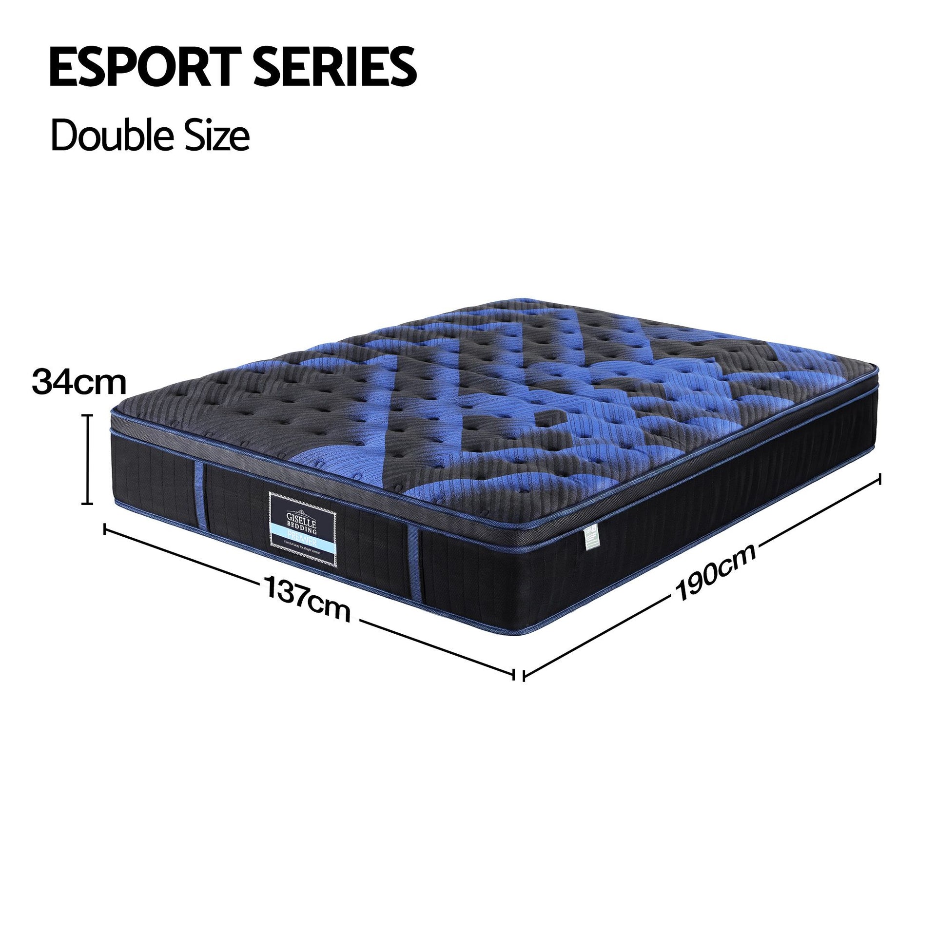 Giselle 34cm Double Hybrid Mattress with Cooling Gel Memory Foam and Edge Support Awezingly