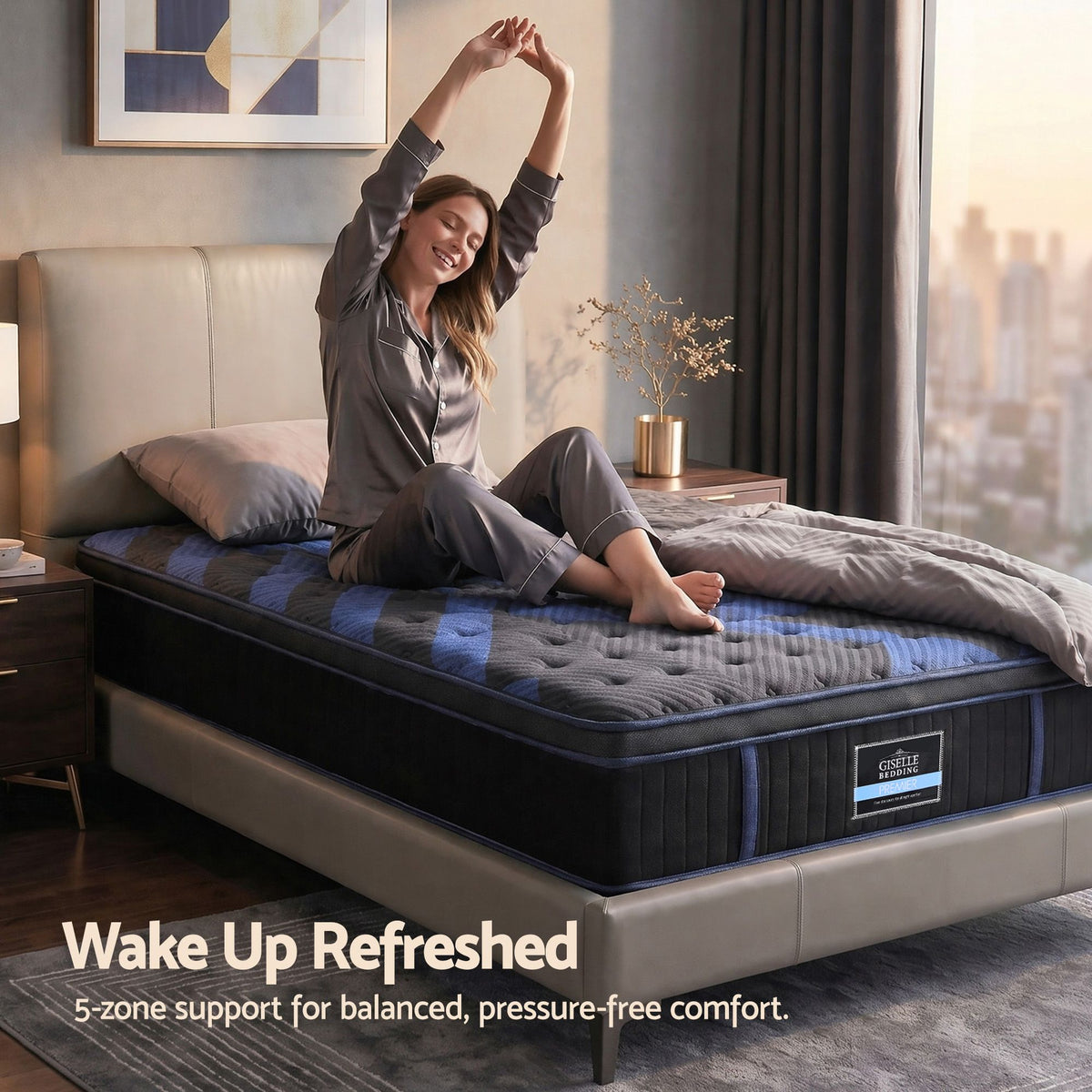 Giselle 34cm King Single Hybrid Mattress with Cooling Gel Memory Foam and Edge Support Awezingly