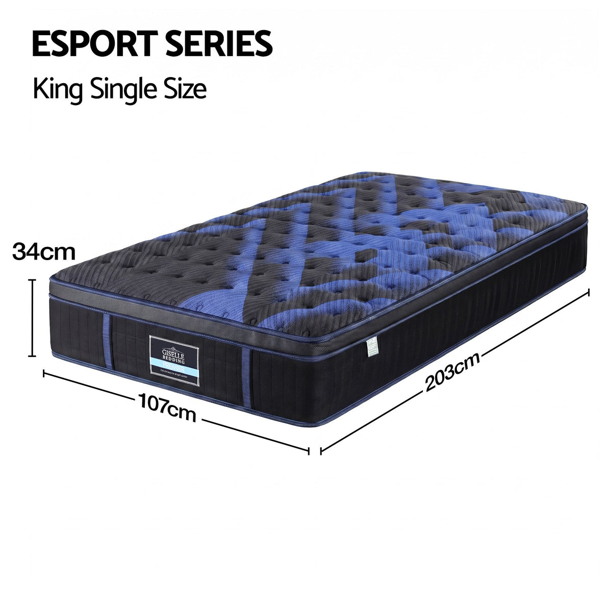 Giselle 34cm King Single Hybrid Mattress with Cooling Gel Memory Foam and Edge Support Awezingly