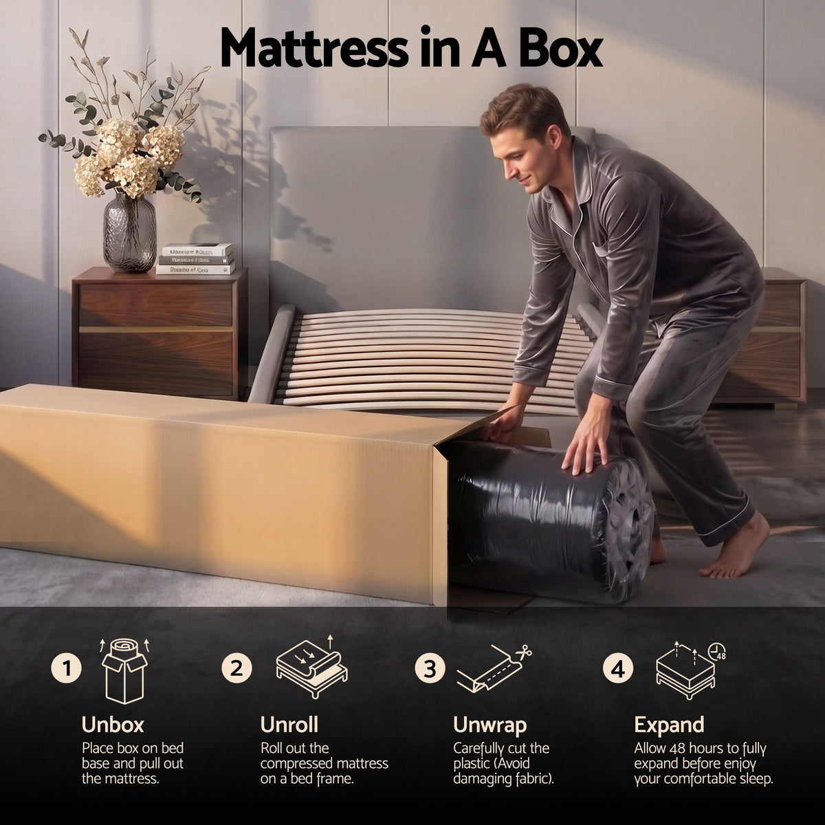 Giselle 34cm Single Hybrid Mattress with Cooling Gel Memory Foam and Edge Support Awezingly