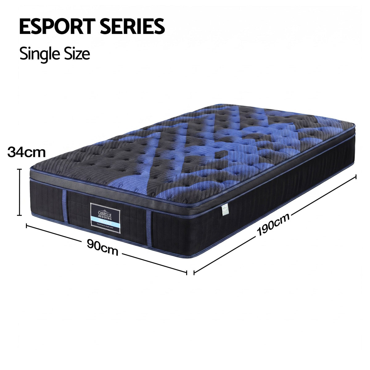 Giselle 34cm Single Hybrid Mattress with Cooling Gel Memory Foam and Edge Support Awezingly