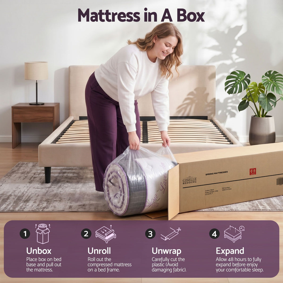 Giselle King Euro Top Mattress Firm Pocket Spring Edge Support Awezingly