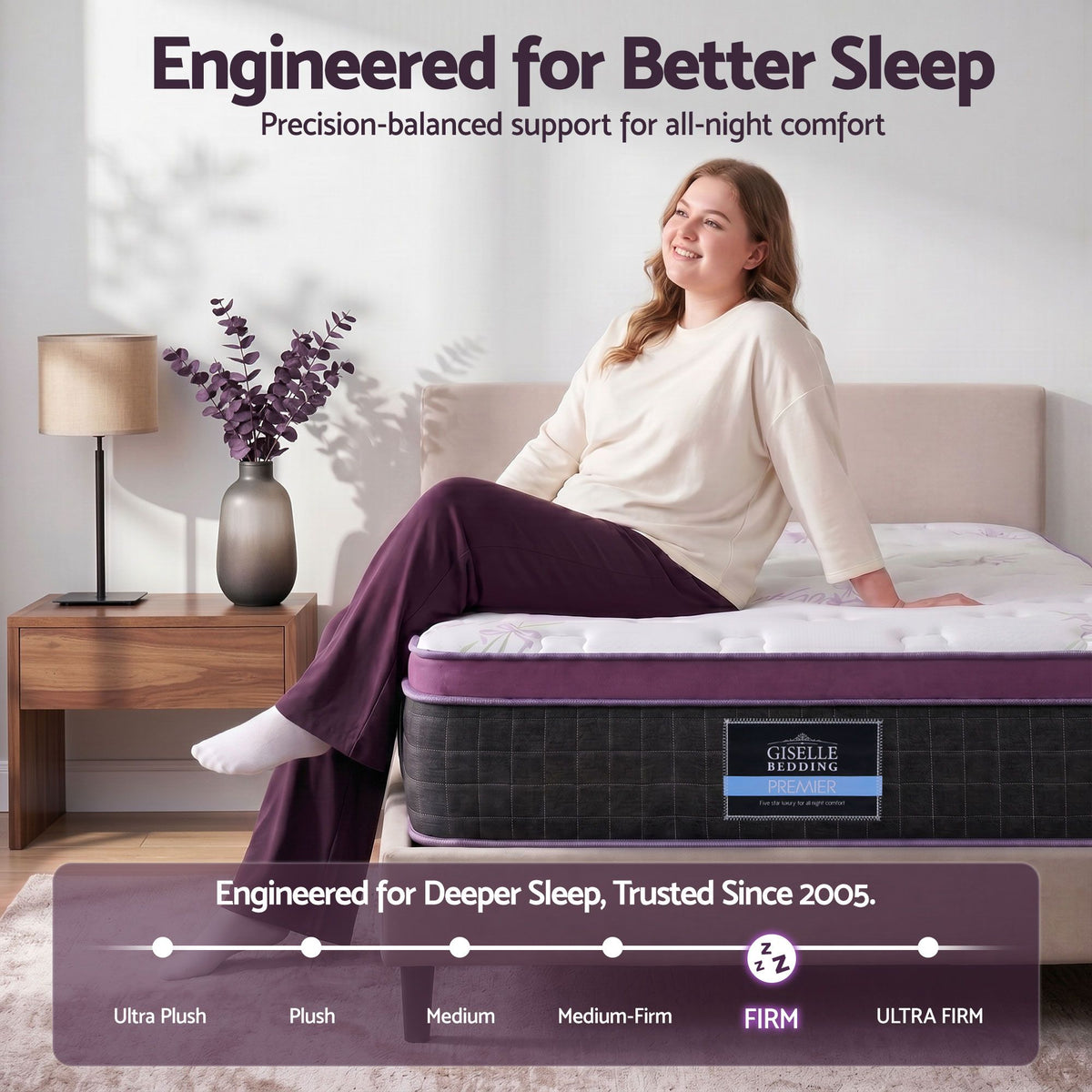 Giselle King Single Euro Top Mattress Firm Pocket Spring Edge Support Awezingly
