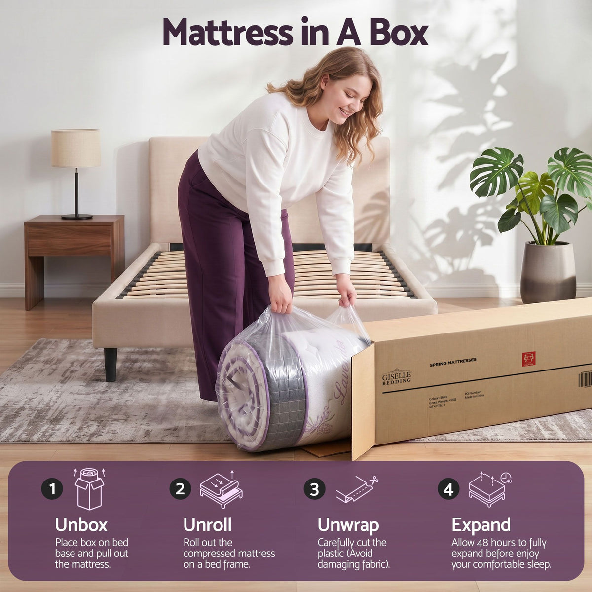 Giselle King Single Euro Top Mattress Firm Pocket Spring Edge Support Awezingly
