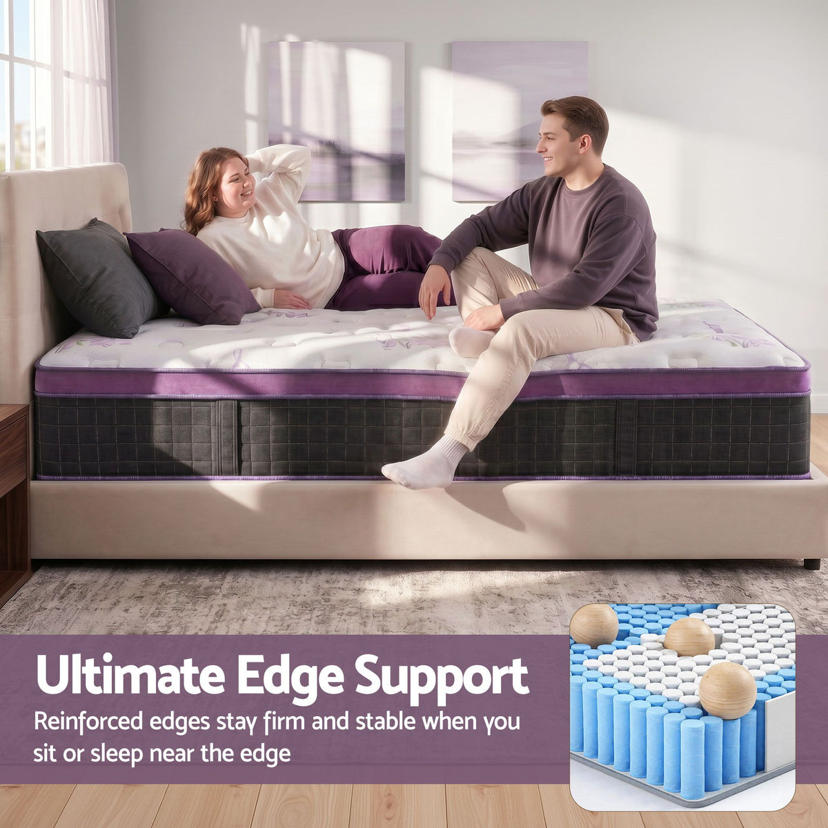 Giselle Single Euro Top Mattress Firm Pocket Spring Edge Support Awezingly