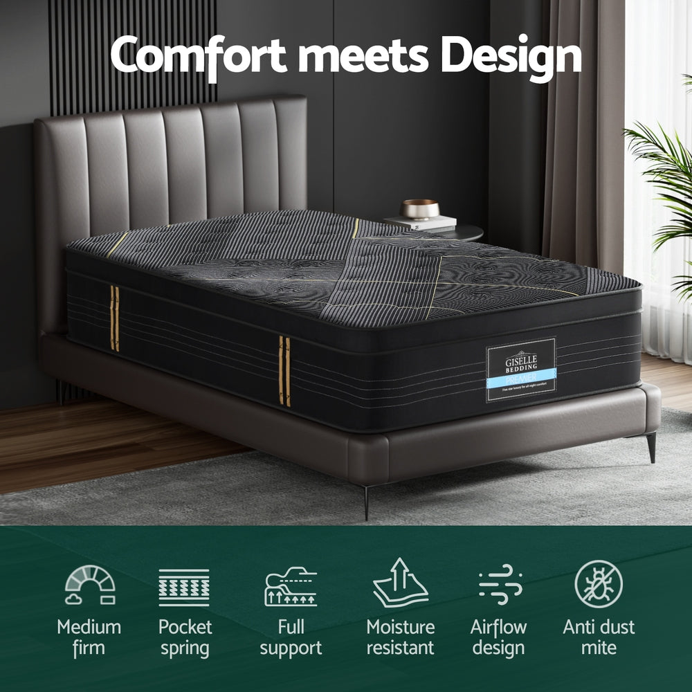 35cm Giselle Mattress King Single Bed Bamboo Pocket Firm Foam Awezingly