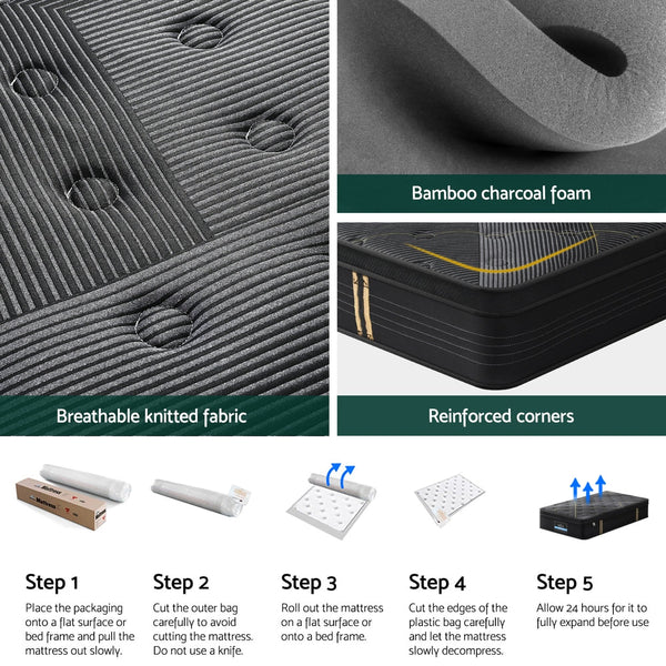 35cm Giselle Mattress King Single Bed Bamboo Pocket Firm Foam Awezingly