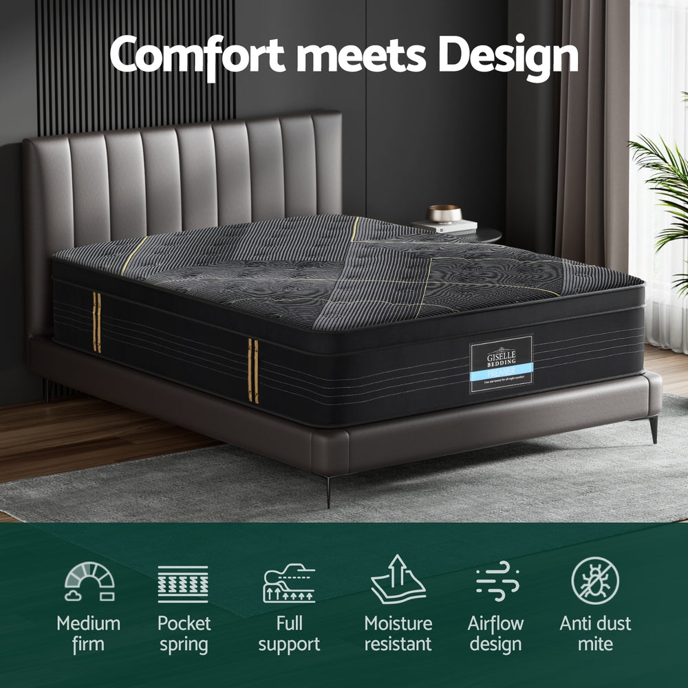 35cm Giselle Mattress Queen Bed Bamboo Pocket Firm Foam Awezingly