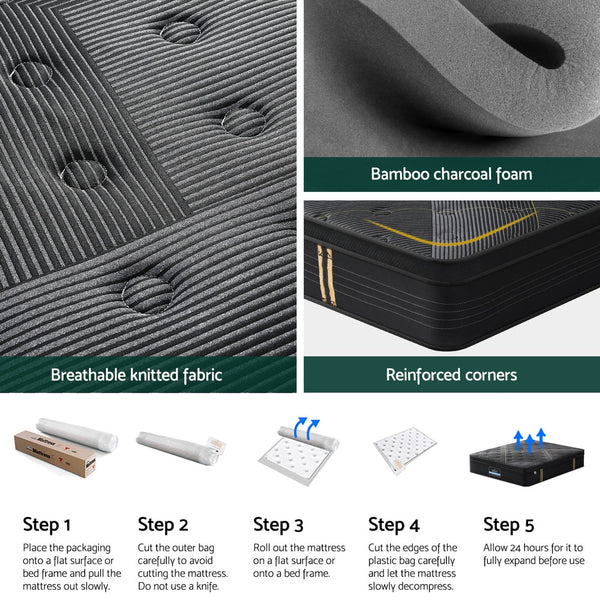 35cm Giselle Mattress Queen Bed Bamboo Pocket Firm Foam Awezingly