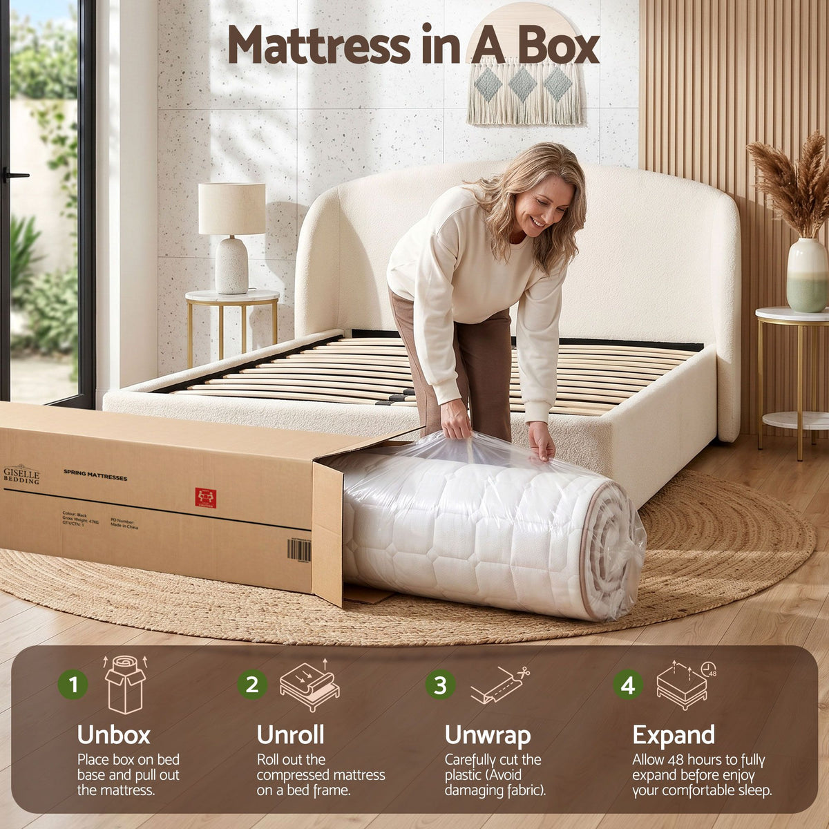Giselle 20cm Firm King Mattress Pocket Spring for Bedroom or Guest Room Awezingly