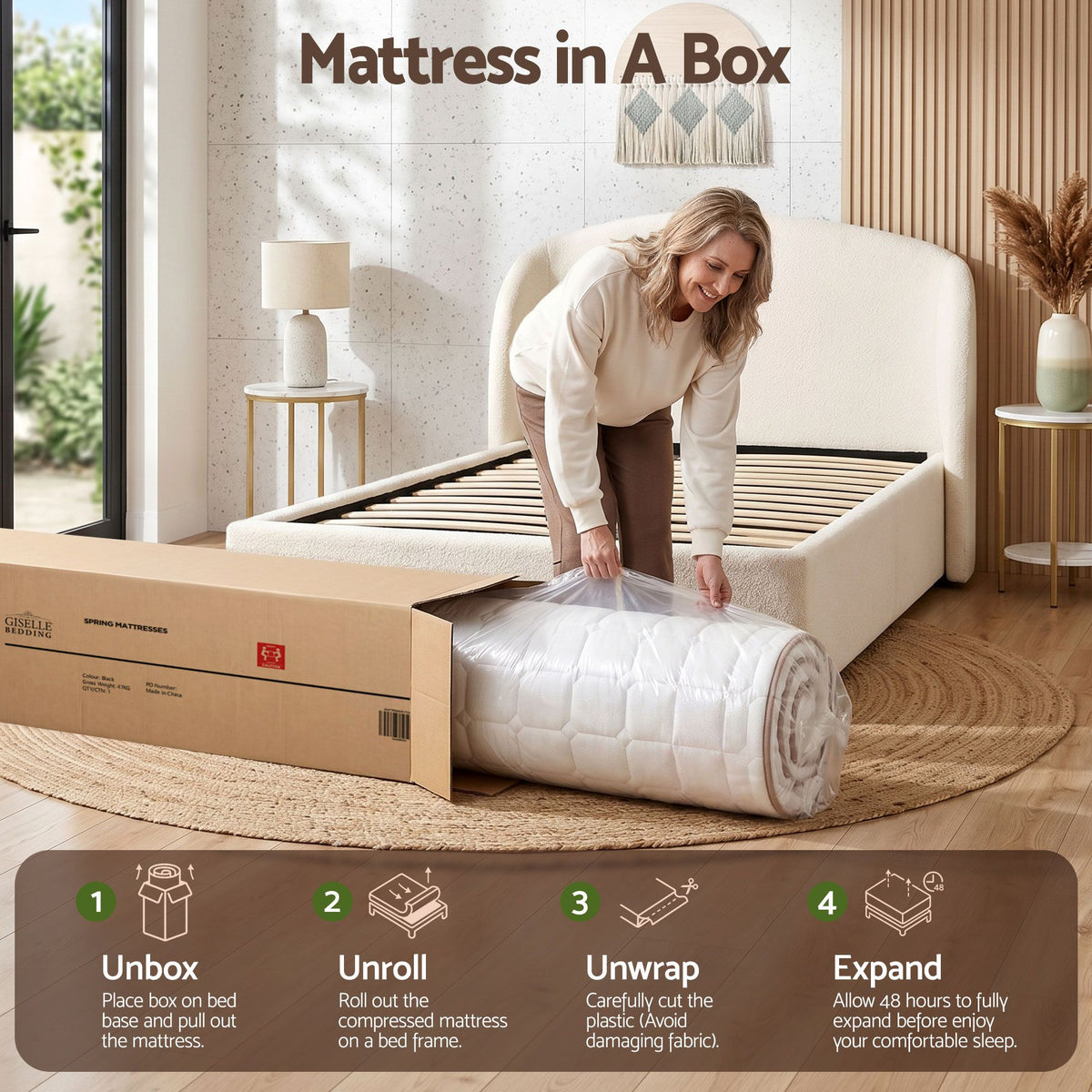 Giselle 20cm Firm King Single Mattress Pocket Spring for Bedroom or Guest Room Awezingly