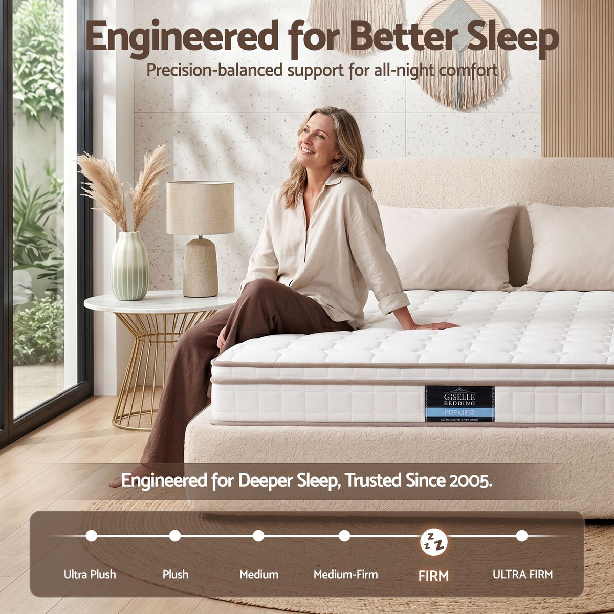 Giselle 20cm Firm Queen Mattress Pocket Spring for Bedroom or Guest Room Awezingly