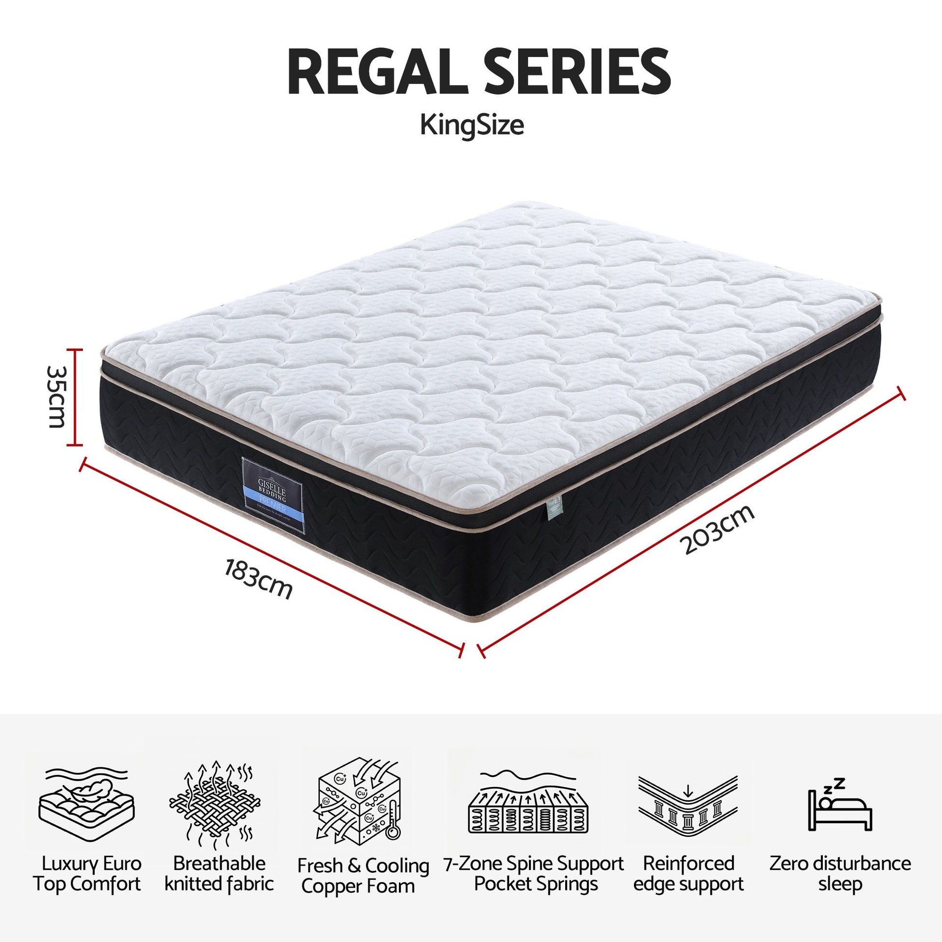 Giselle 35cm King Mattress Firm with Copper Memory Foam and Edge Support Awezingly