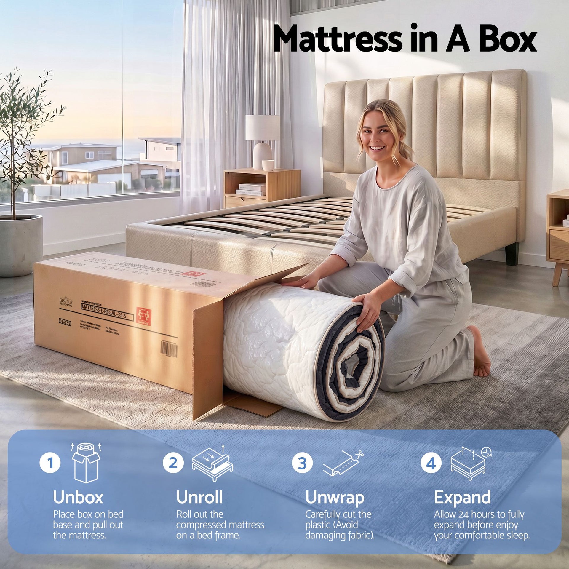 Giselle 35cm King Single Mattress Firm with Copper Memory Foam and Edge Support Awezingly