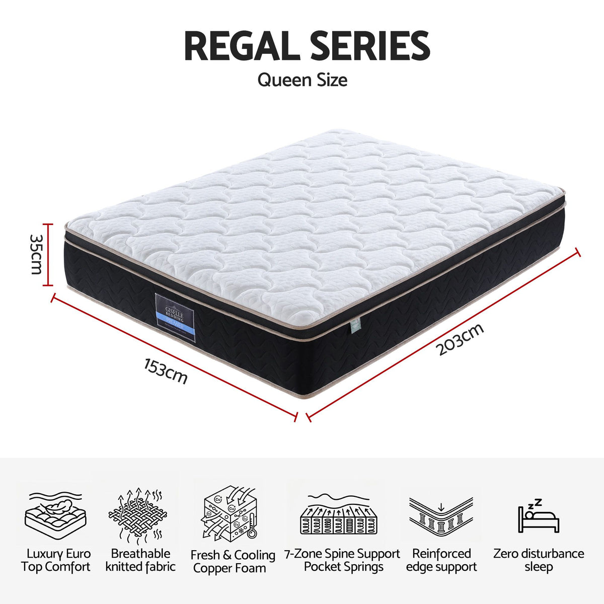 Giselle 35cm Queen Mattress Firm with Copper Memory Foam and Edge Support Awezingly