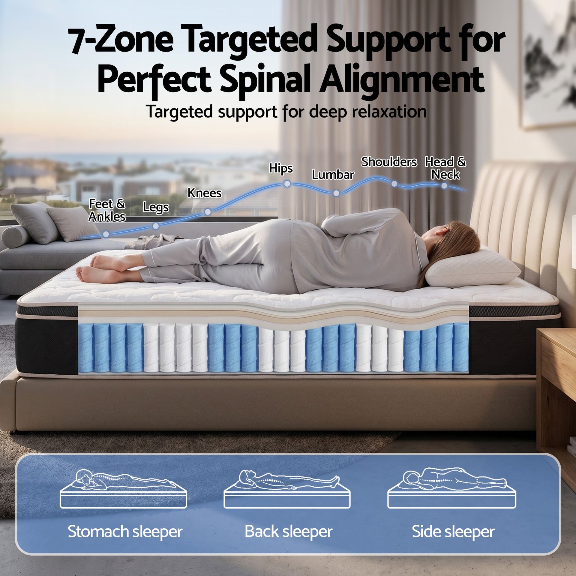 Giselle 35cm Single Mattress Firm with Copper Memory Foam and Edge Support Awezingly