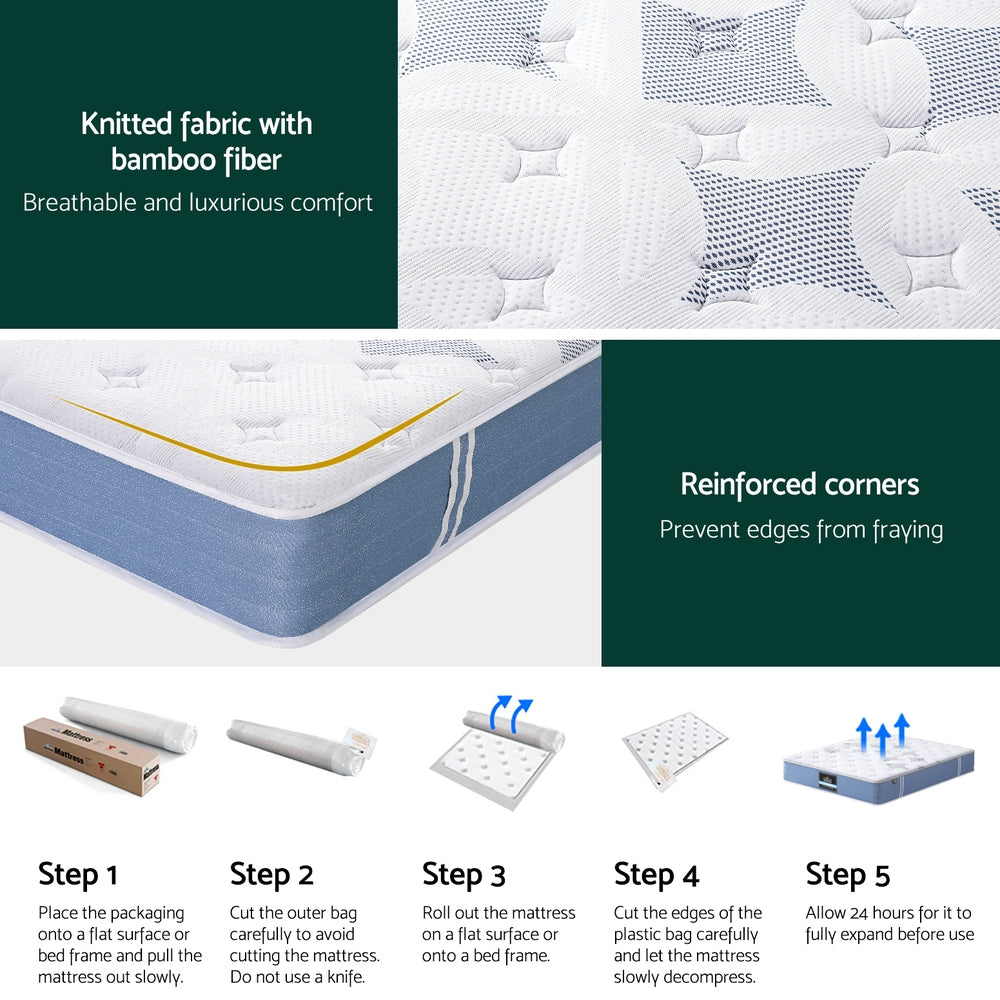 25cm Giselle Mattress Double Bed Pocket Spring Mattresses Giselle Bedding