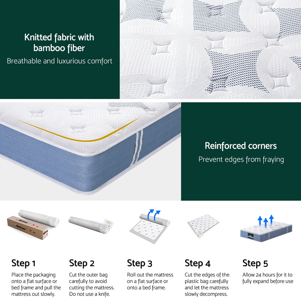 25cm Giselle Mattress Single Bed Pocket Spring Mattresses Giselle Bedding