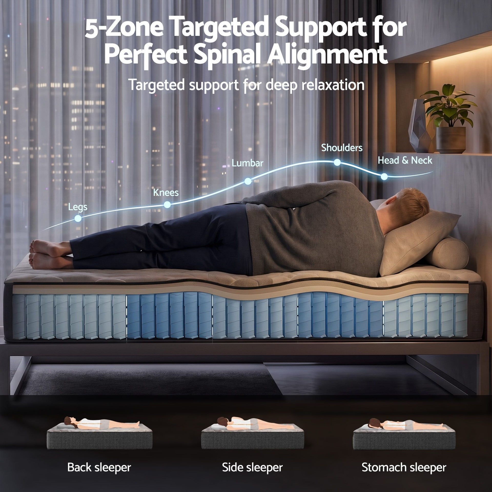 Giselle 30cm Double Mattress with Edge Support and 5-Zone Comfort Awezingly