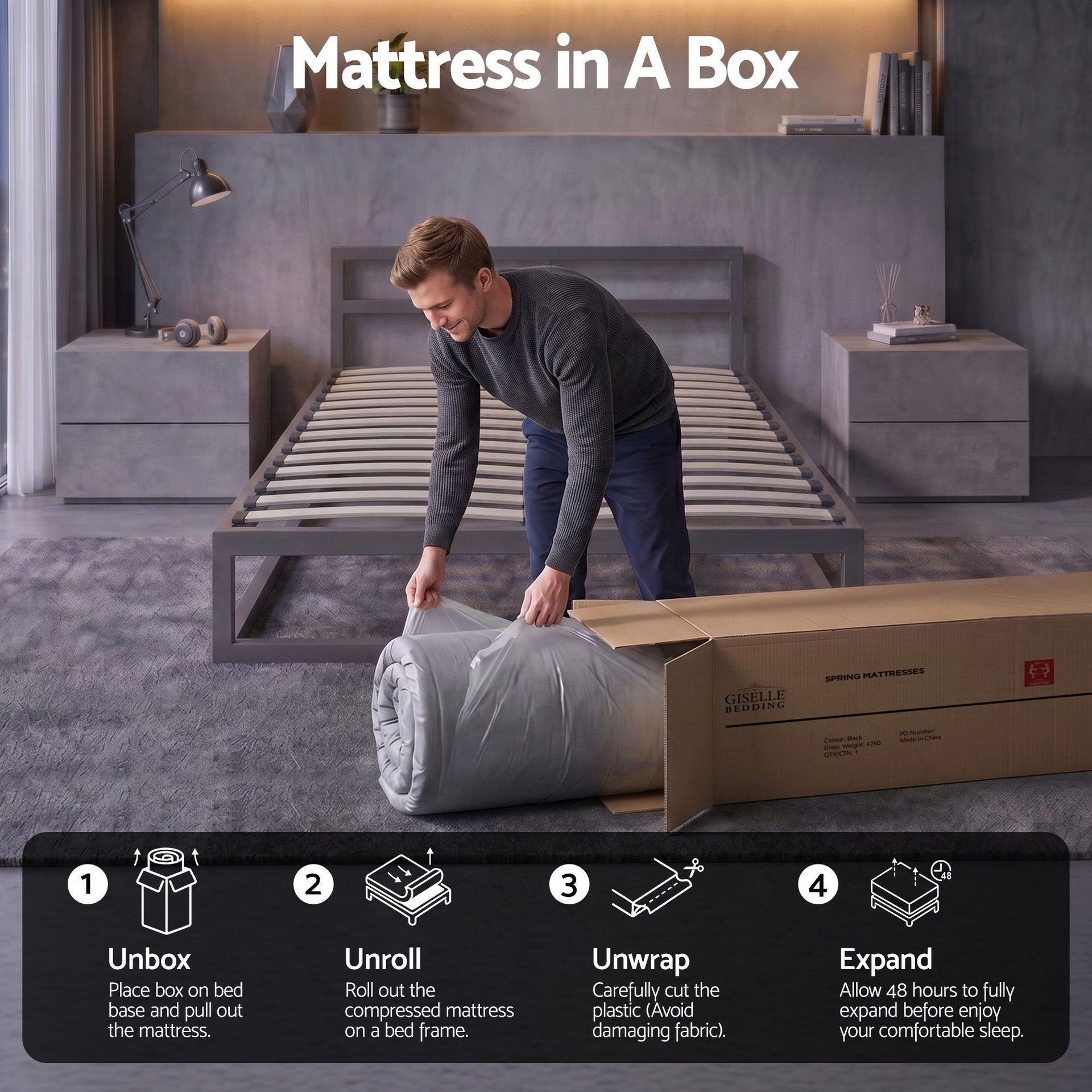Giselle 30cm King Single Mattress with Edge Support and 5-Zone Comfort Awezingly