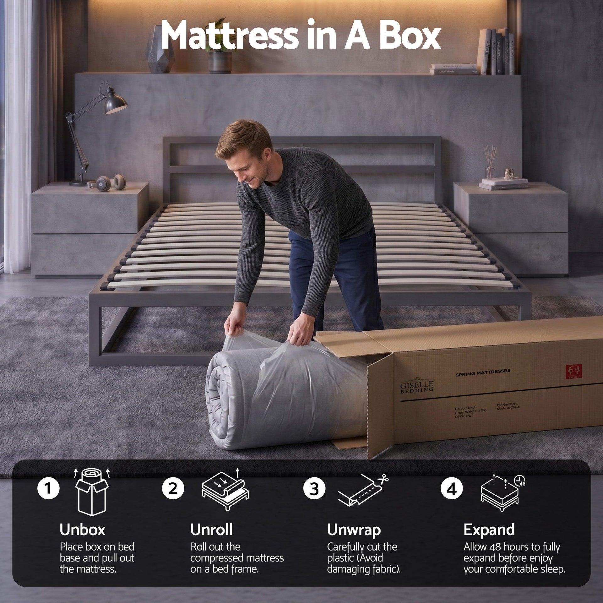 Giselle 30cm Queen Mattress with Edge Support and 5-Zone Comfort Awezingly
