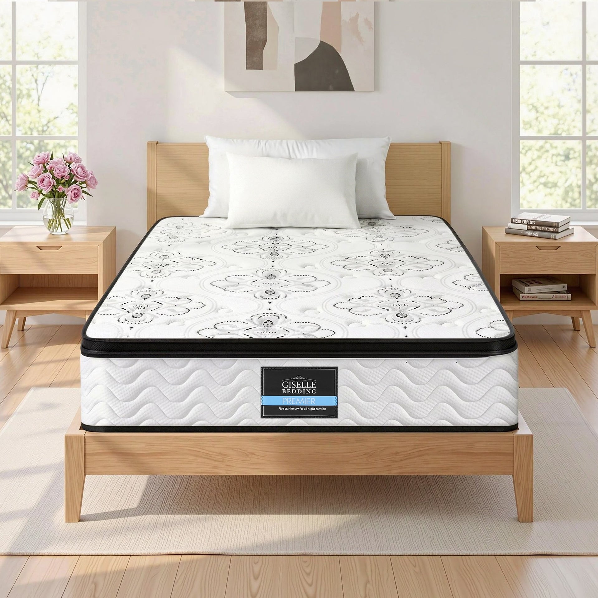 Giselle Bedding King Single Mattress 30cm Pocket Spring Euro Top Medium Firm Foam Awezingly