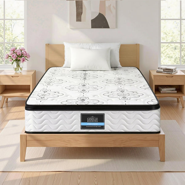 Giselle Bedding King Single Mattress 30cm Pocket Spring Euro Top Medium Firm Foam Awezingly