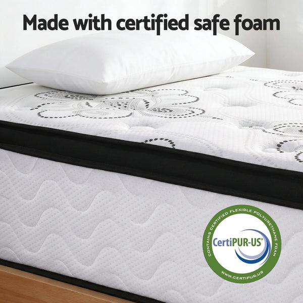 Giselle Bedding King Single Mattress 30cm Pocket Spring Euro Top Medium Firm Foam Awezingly