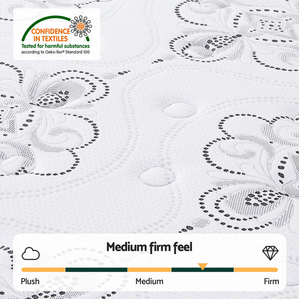 Giselle Bedding Single Mattress 30cm Pocket Spring Euro Top Medium Firm Foam Awezingly