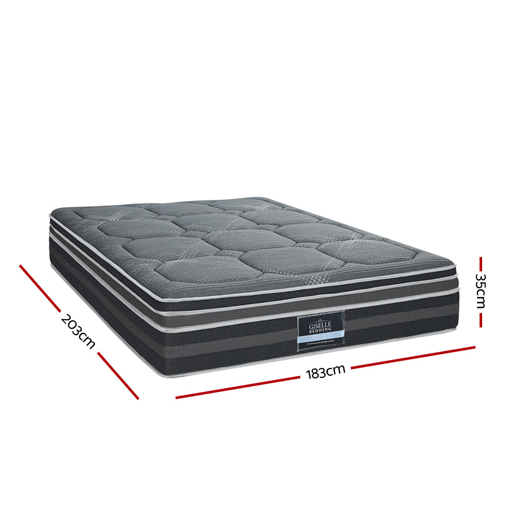 Giselle 35CM KING Mattress Bed 7 Zone Dual Euro Top Pocket Spring Medium Firm Giselle Bedding