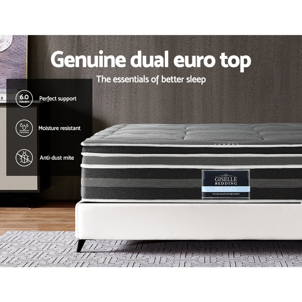 Giselle 35CM QUEEN Mattress Bed 7 Zone Dual Euro Top Pocket Spring Medium Firm Giselle Bedding