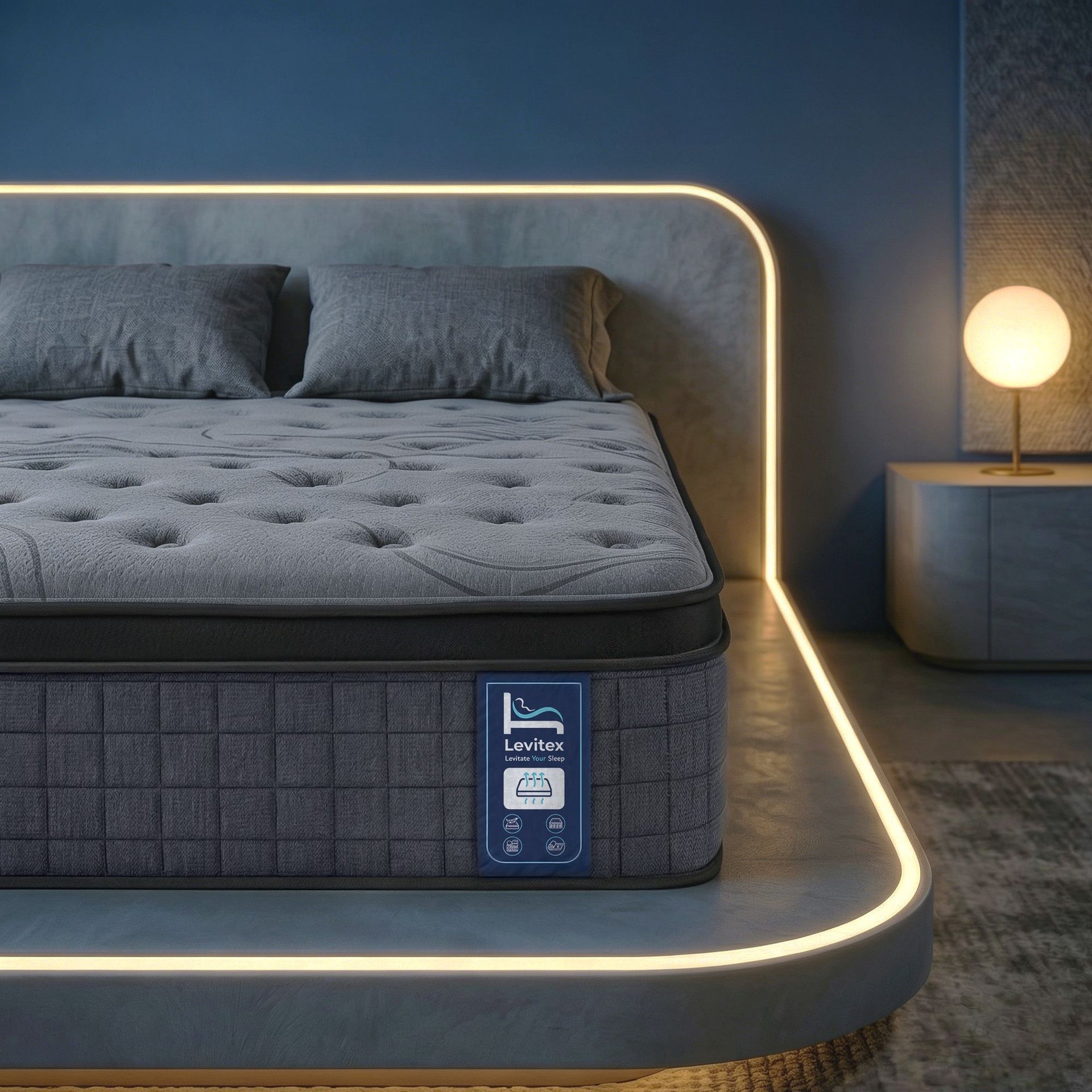 Levitex 33 cm Mattress 8.0 Extra Firm 7-Zone Pocket Spring Mattress with Dual-Row Edge Support & Breathable Knit Cover King Awezingly