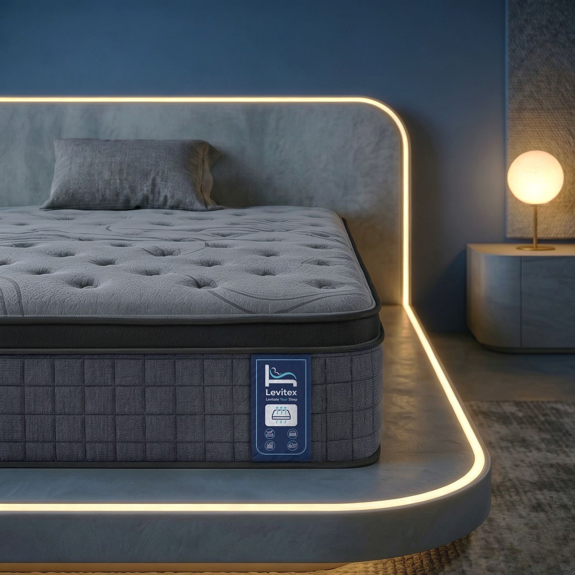 Levitex 33 cm Mattress 8.0 Extra Firm 7-Zone Pocket Spring Mattress with Dual-Row Edge Support & Breathable Knit Cover Single Awezingly