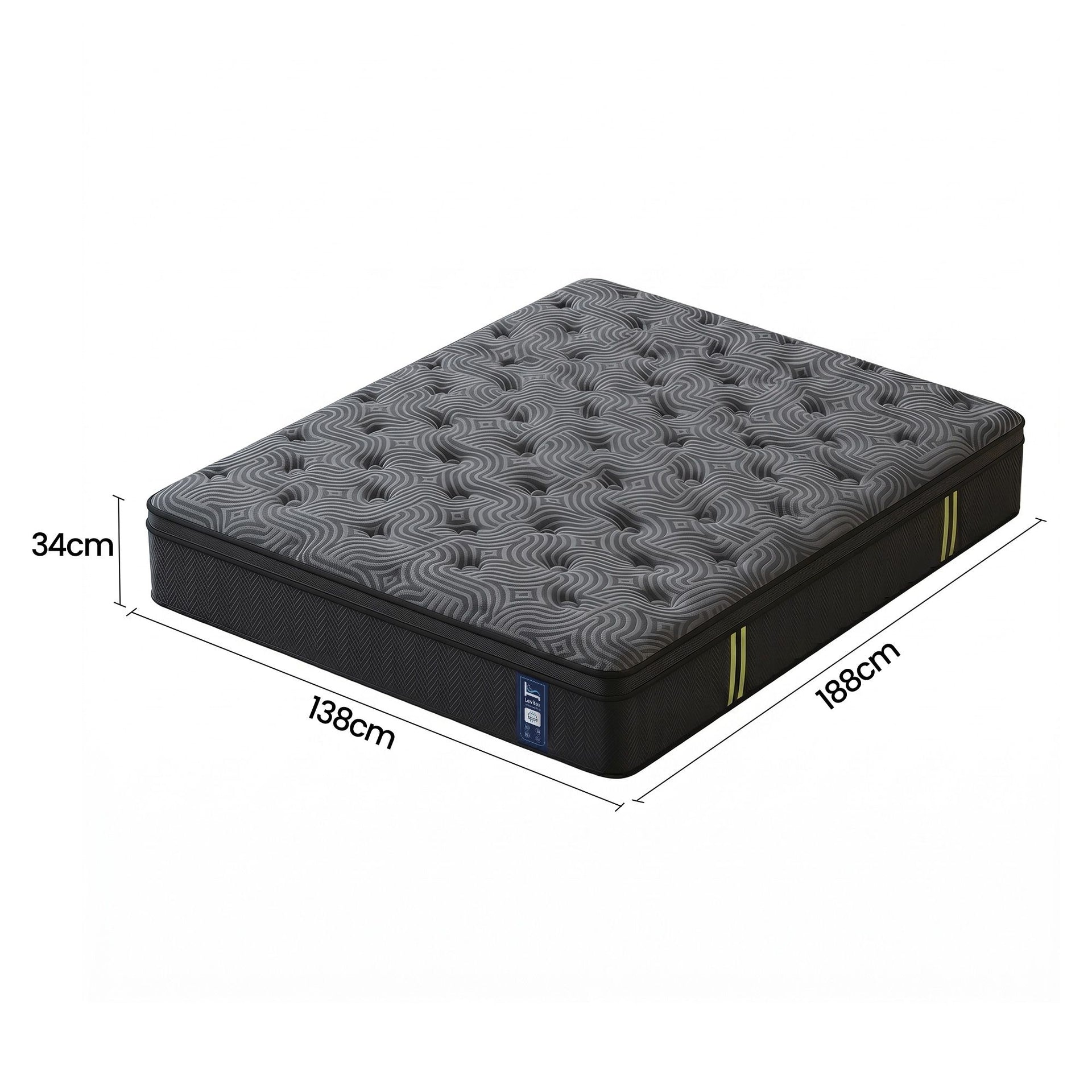 Levitex 34 cm Pocket Spring Mattress with Reinforced Edge Support & 5-Zone Pressure Relief Breathable Gel Memory Foam Hybrid Mattress for Back Pain Double Awezingly