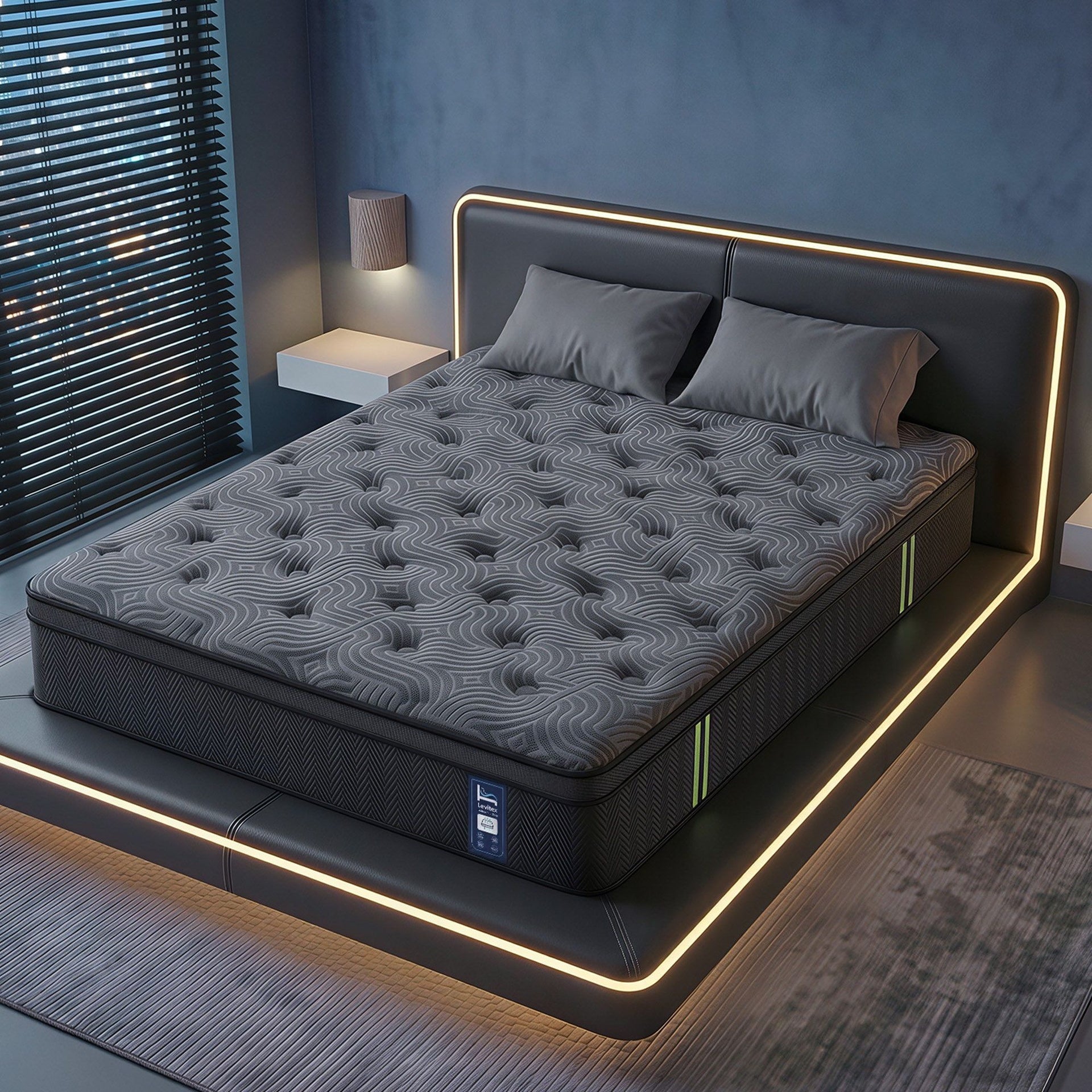 Levitex 34 cm Pocket Spring Mattress with Reinforced Edge Support & 5-Zone Pressure Relief Breathable Gel Memory Foam Hybrid Mattress for Back Pain king Awezingly