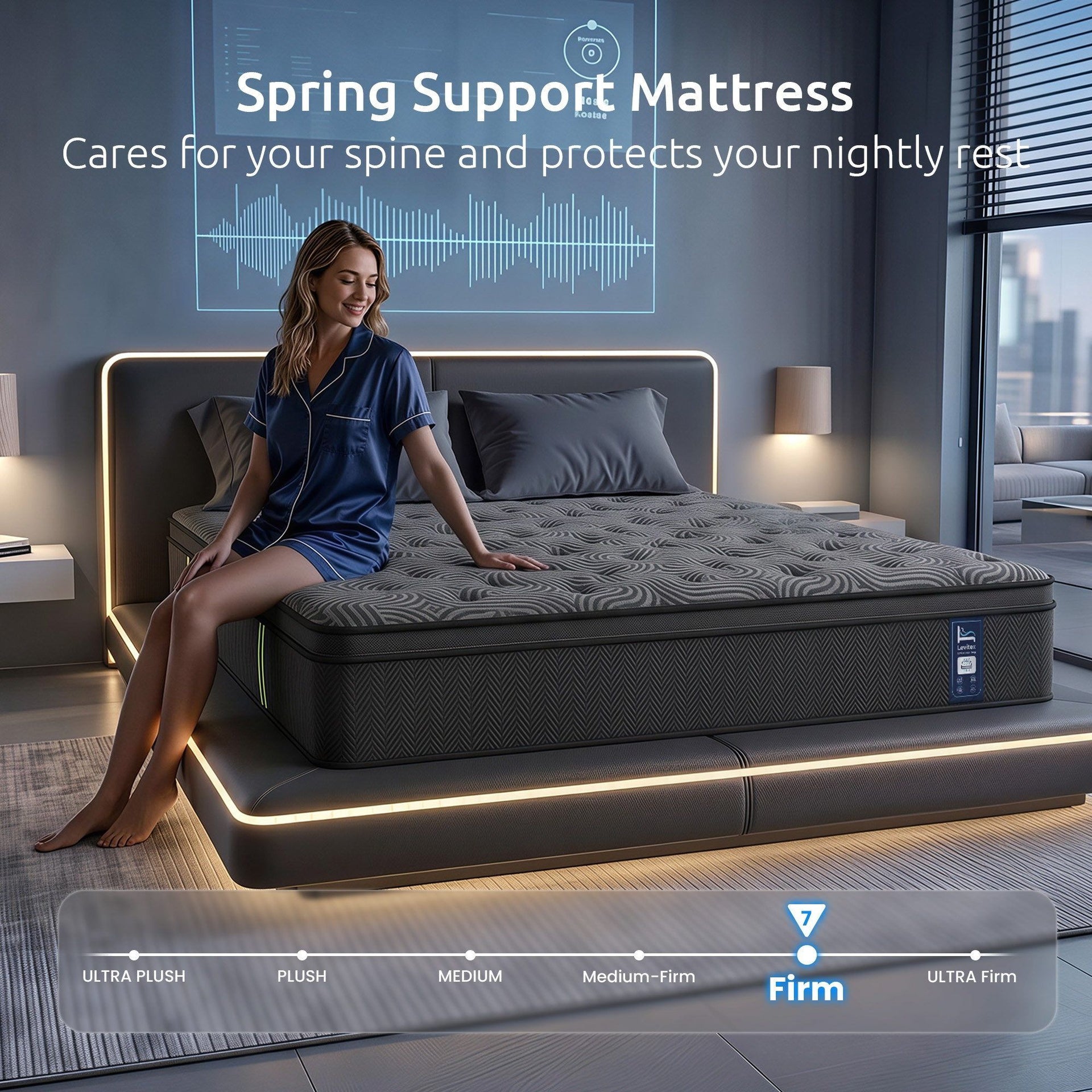 Levitex 34 cm Pocket Spring Mattress with Reinforced Edge Support & 5-Zone Pressure Relief Breathable Gel Memory Foam Hybrid Mattress for Back Pain king Awezingly