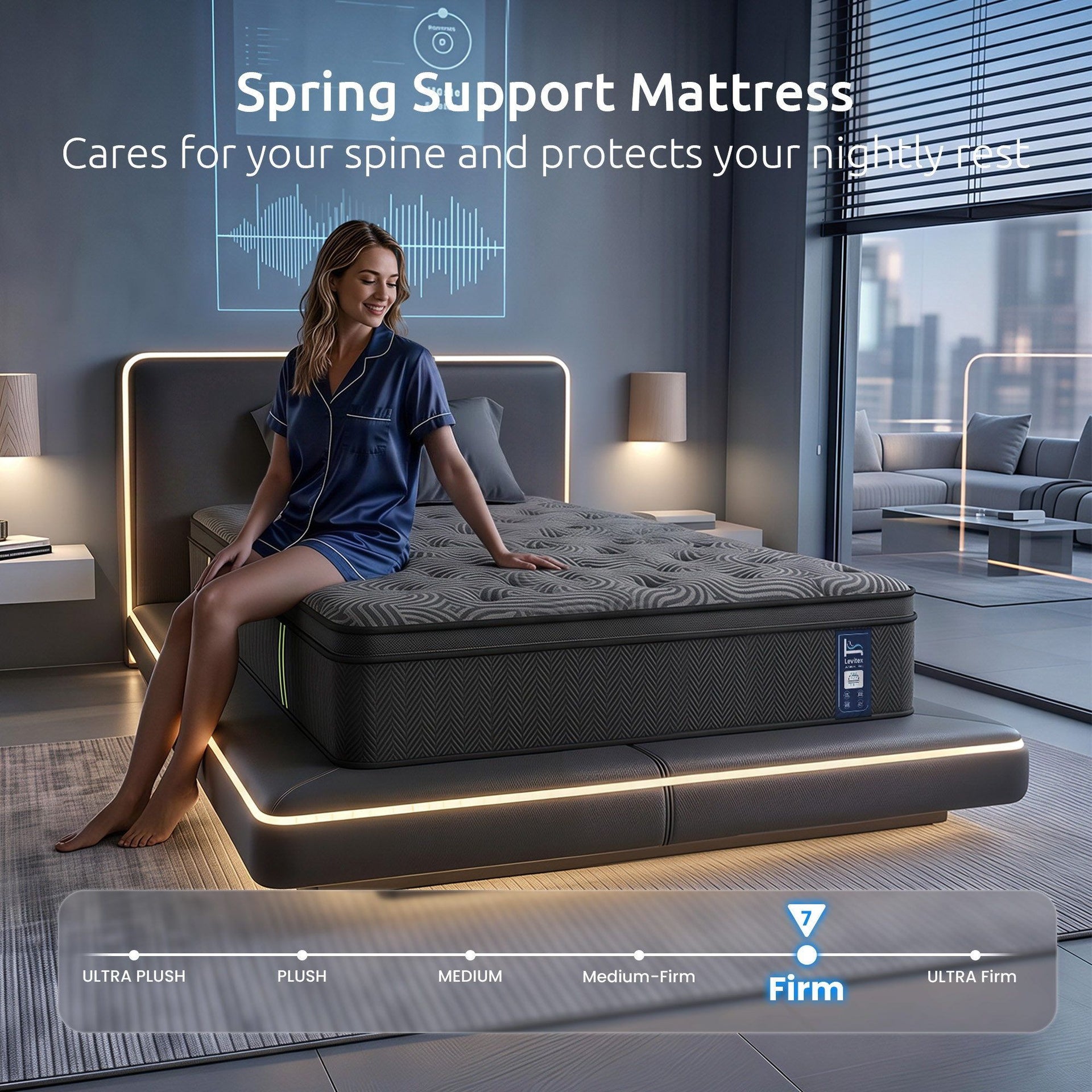 Levitex 34 cm Pocket Spring Mattress with Reinforced Edge Support & 5-Zone Pressure Relief Breathable Gel Memory Foam Hybrid Mattress for Back Pain ‌King Single Awezingly