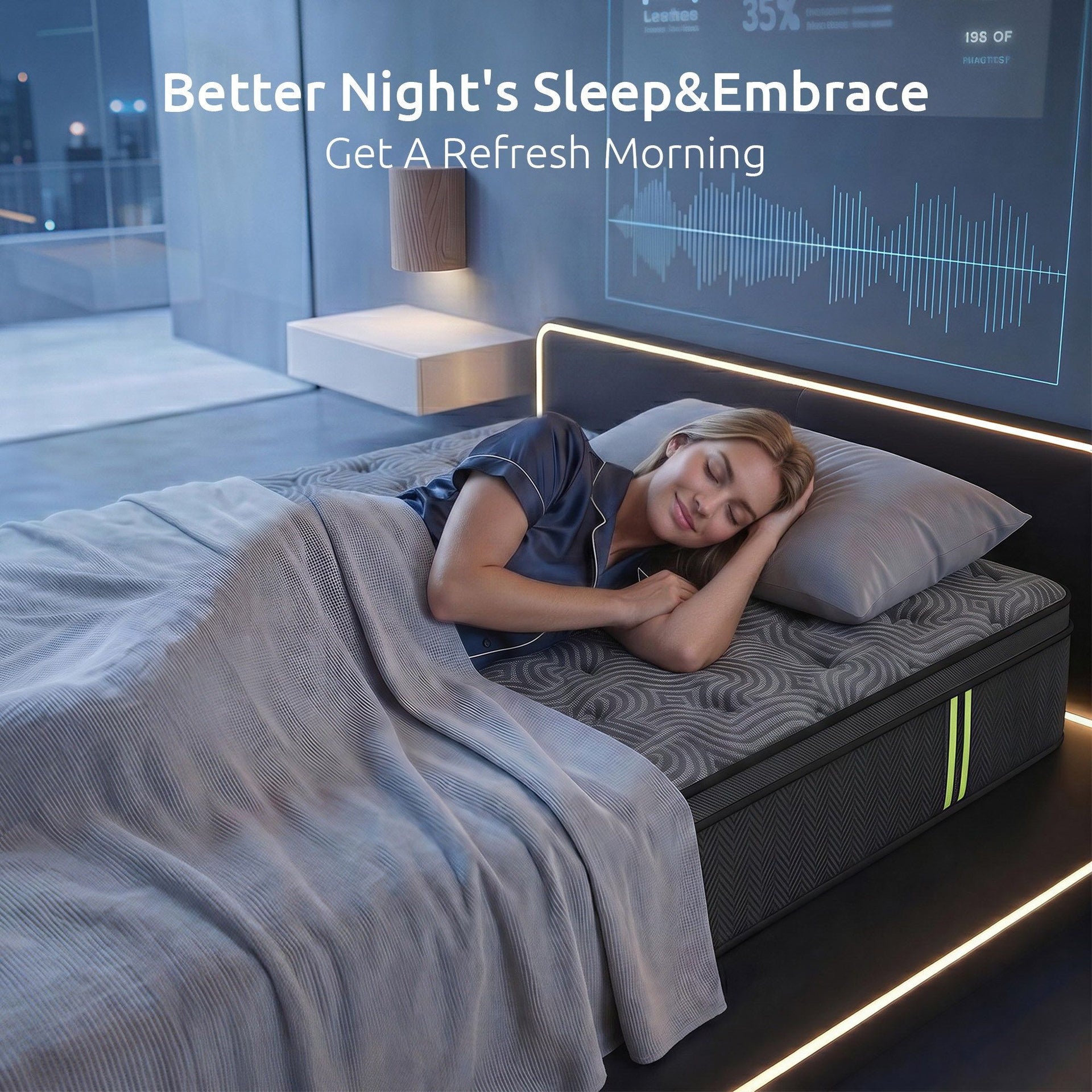 Levitex 34 cm Pocket Spring Mattress with Reinforced Edge Support & 5-Zone Pressure Relief Breathable Gel Memory Foam Hybrid Mattress for Back Pain ‌King Single Awezingly