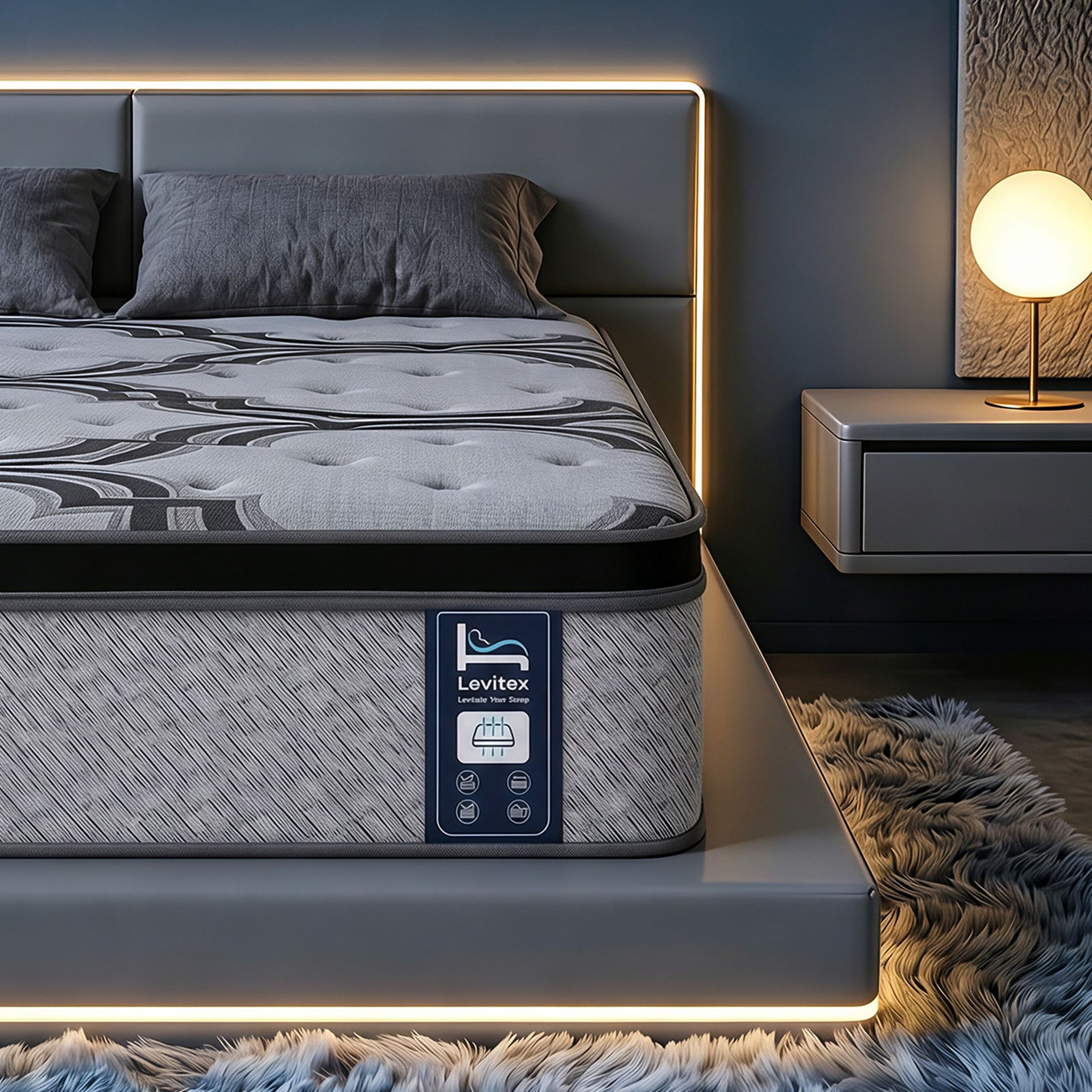 Levitex 5-Zone Pocket Spring Mattress with Latex & Memory Foam 7.5 Firm Hybrid Mattress for Extra Lumbar & Shoulder Support 34 cm Thickness King Awezingly