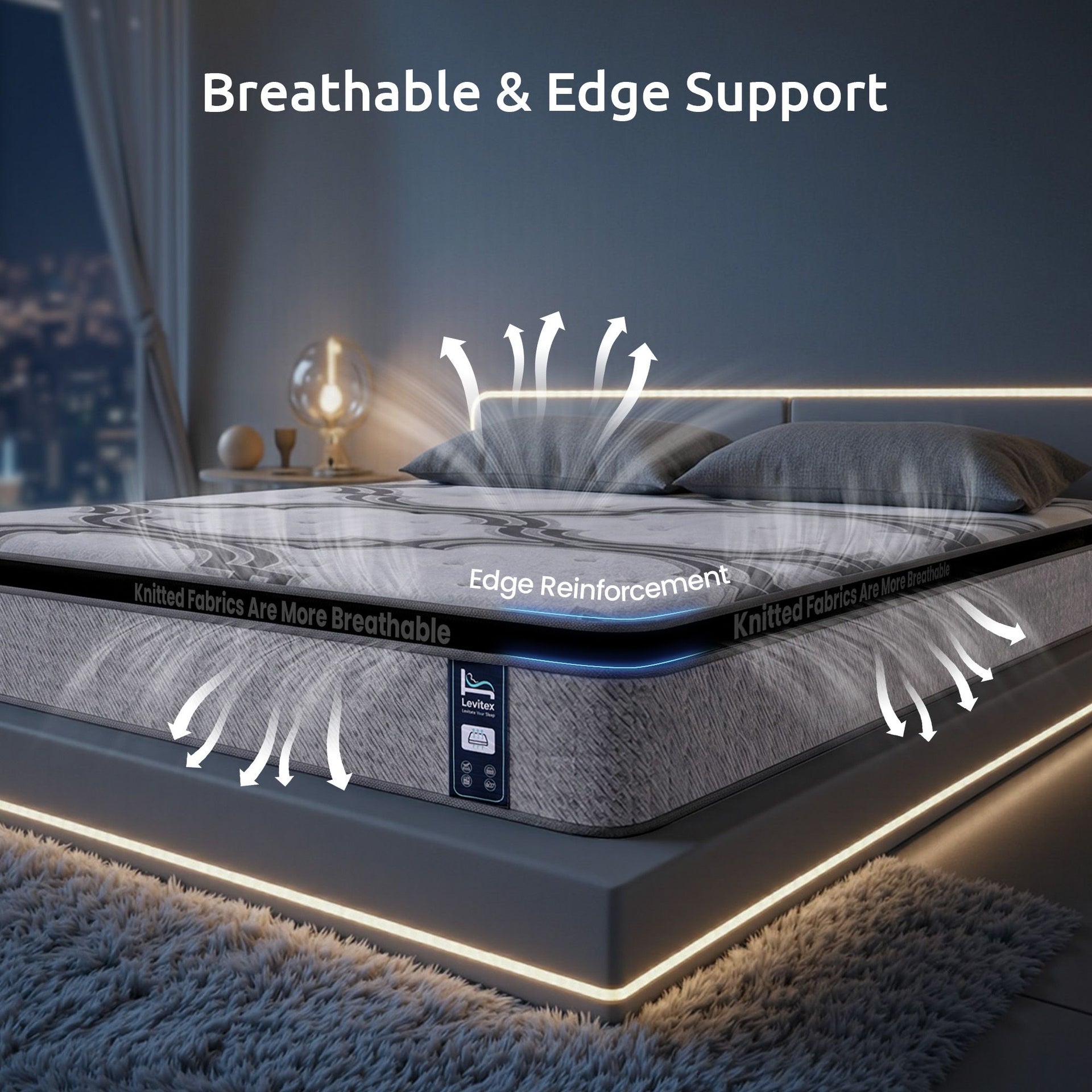 Levitex 5-Zone Pocket Spring Mattress with Latex & Memory Foam 7.5 Firm Hybrid Mattress for Extra Lumbar & Shoulder Support 34 cm Thickness King Awezingly