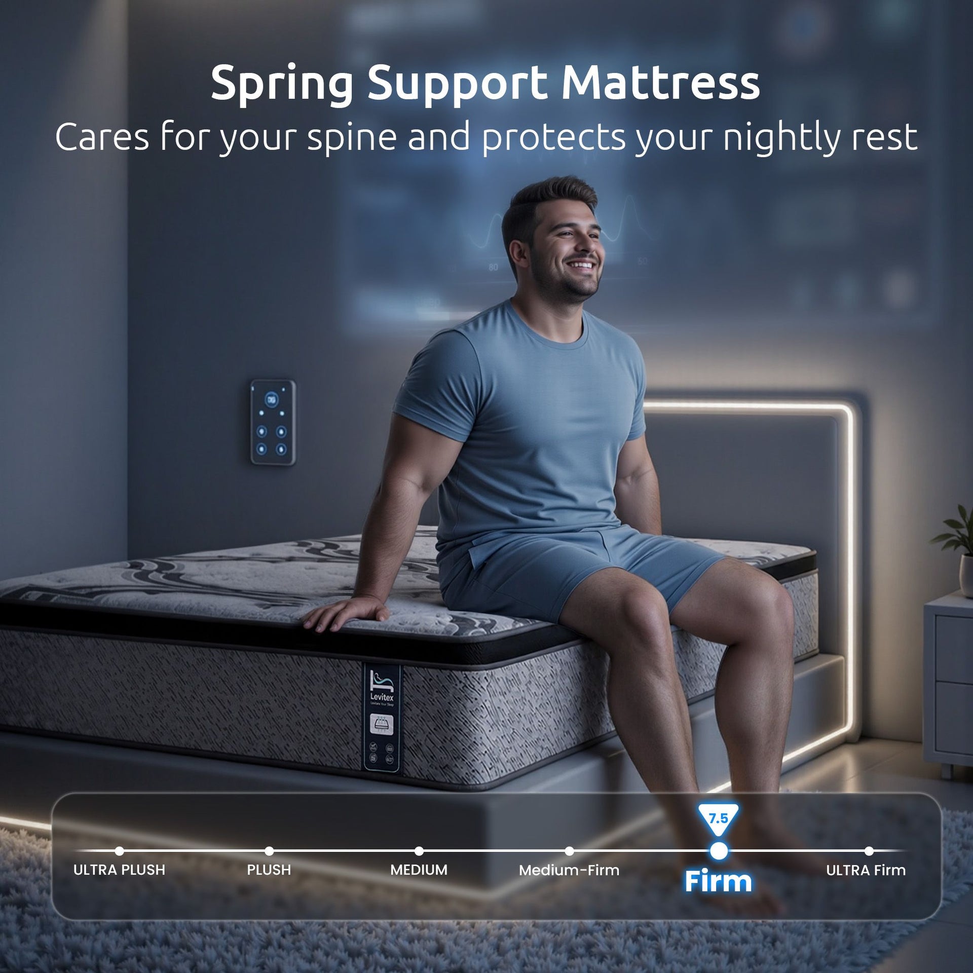 Levitex 5-Zone Pocket Spring Mattress with Latex & Memory Foam 7.5 Firm Hybrid Mattress for Extra Lumbar & Shoulder Support 34 cm Thickness King Single Awezingly