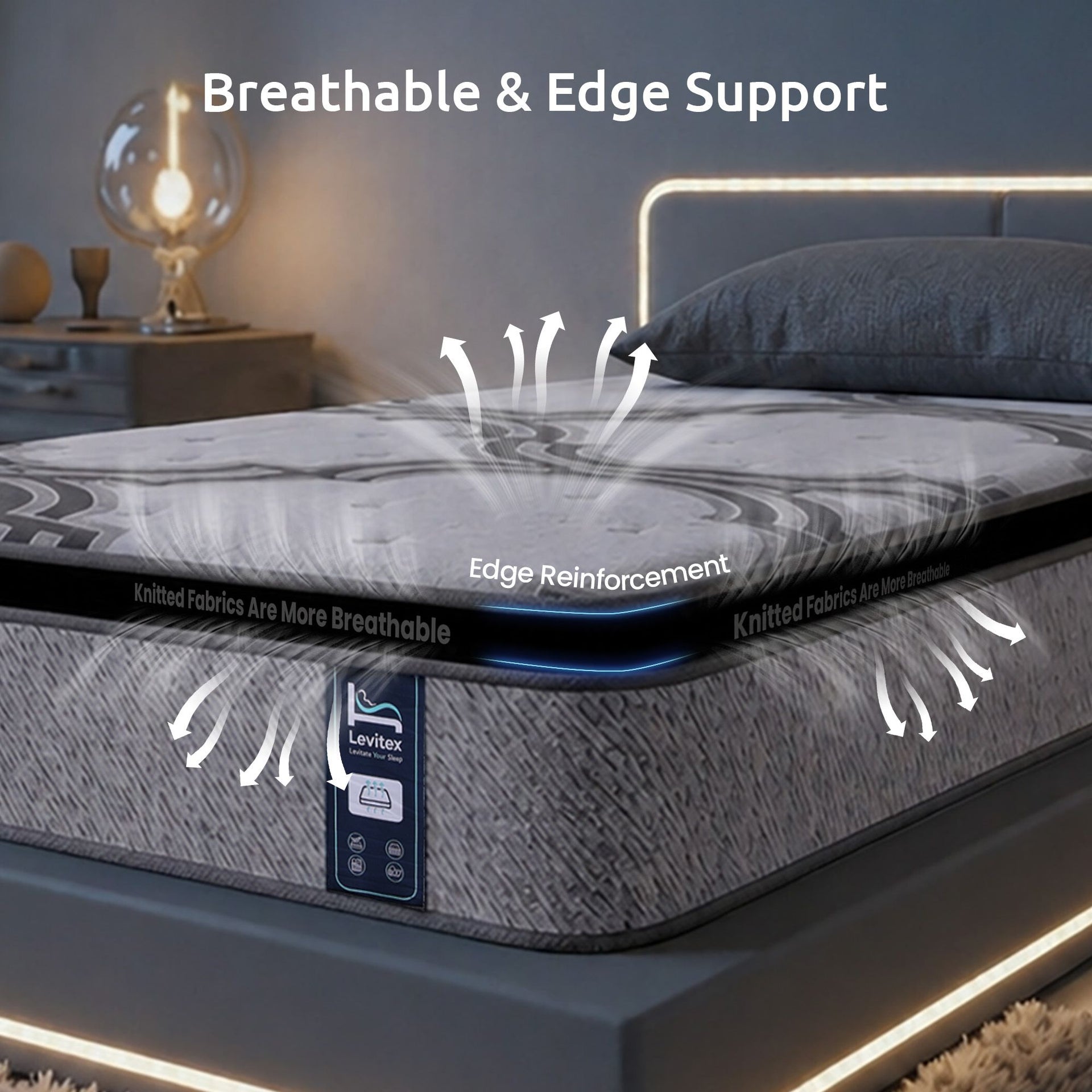 Levitex 5-Zone Pocket Spring Mattress with Latex & Memory Foam 7.5 Firm Hybrid Mattress for Extra Lumbar & Shoulder Support 34 cm Thickness Single Awezingly
