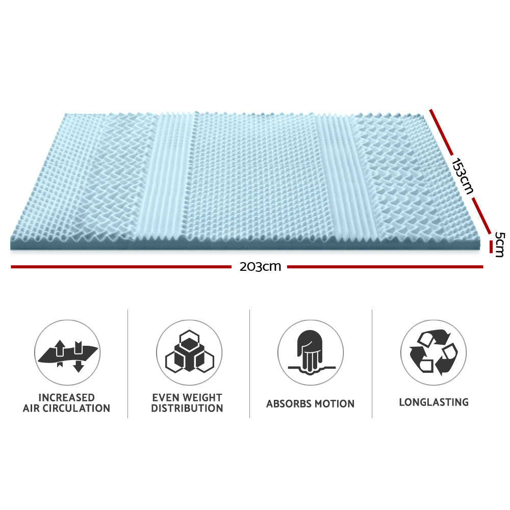 Giselle Bedding Cool Gel 7-zone Memory Foam Mattress Topper w/Bamboo Cover 5cm - Queen Giselle Bedding