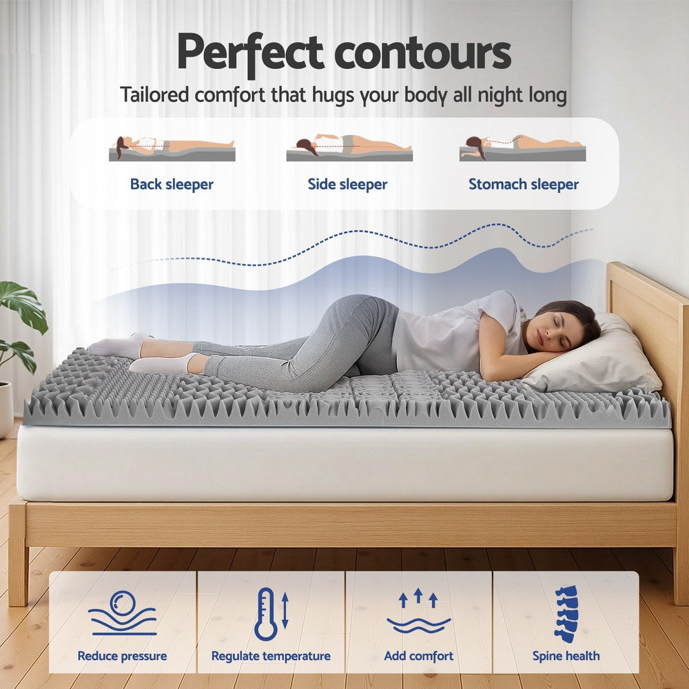 Giselle Bedding 8cm Memory Foam Mattress Topper 7-Zone Graphite King Single Giselle Bedding