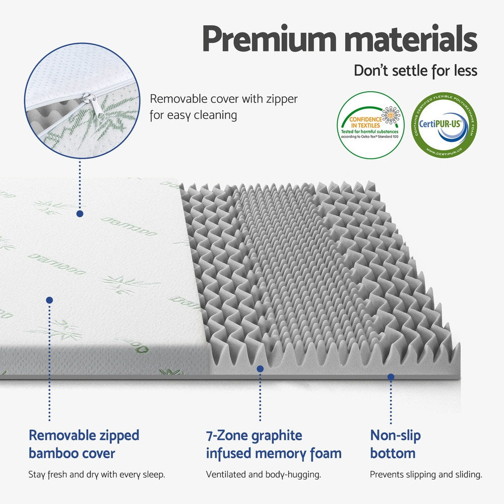 Giselle Bedding 8cm Memory Foam Mattress Topper 7-Zone Graphite Queen Giselle Bedding