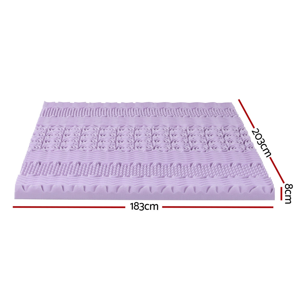 Giselle 8cm Memory Foam Mattress Topper Lavender Infused Bamboo Cover 7-Zone King Giselle Bedding