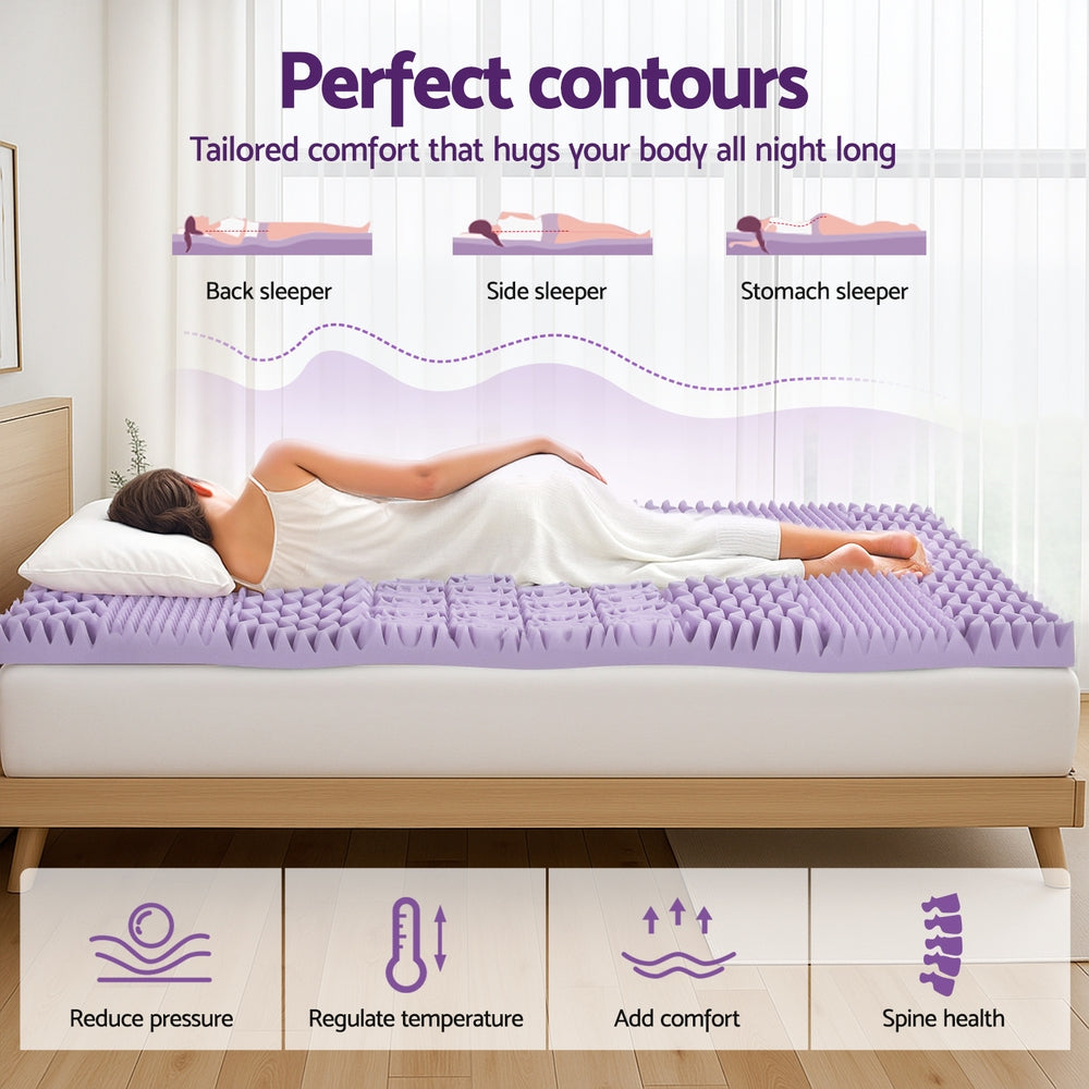 Giselle 8cm Memory Foam Mattress Topper Lavender Infused Bamboo Cover 7-Zone King Giselle Bedding