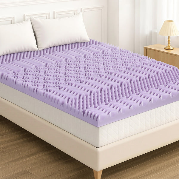 Giselle 8cm Memory Foam Mattress Topper Lavender Infused Bamboo Cover 7-Zone King Giselle Bedding