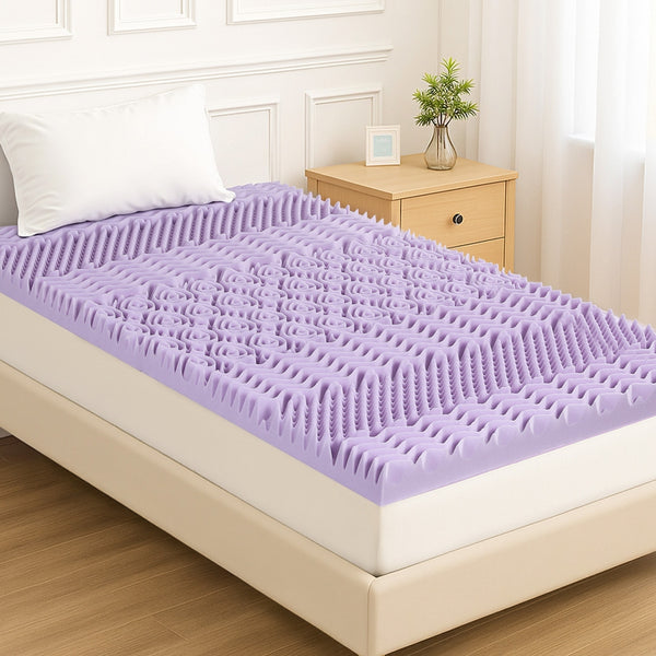 Giselle 8cm Memory Foam Mattress Topper Lavender Infused Bamboo Cover 7-Zone Single Giselle Bedding