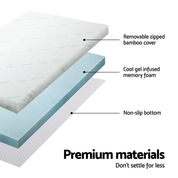 Giselle Bedding Memory Foam Mattress Topper Cool Gel Bed Mat Bamboo 10cm Single Does Not Apply